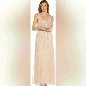 Adrianna Papell Gown Size 14W NWT in Blush